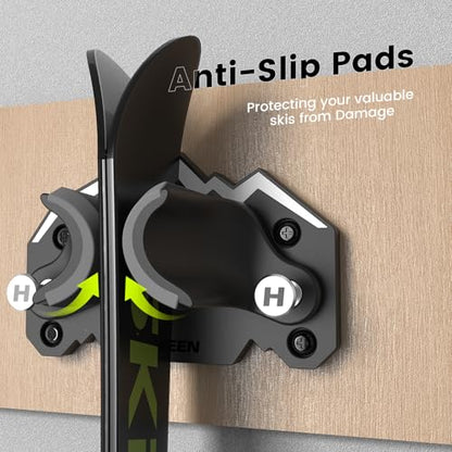 Hikeen Ski & Snowboard Wall Mount,Fits Any Ski or Snowboard, Ski Wall Rack Non-Slip Storage for Garage Organization,Space-Saving Winter Gear Organizer,1 Pack - size: 1 pack
