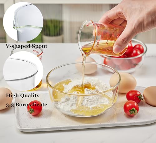 High Borosilicate Glass Measuring Cup-V-Shaped Spout，Glass Measuring Beaker for Kitchen or Restaurant, Easy to Read, 150 ML (5 Oz)-Single - size: 150 ML (5 Oz)-SINGLE