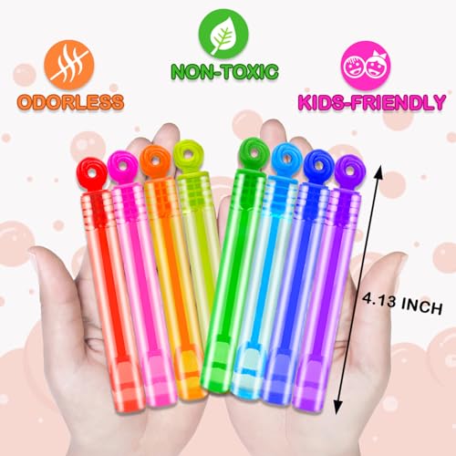 Bulk Neon Mini Bubbles Party Favors for Kids 100 Pack, Small Non Candy Treat Goodie Bag Stuffer Toys Gifts Bulk for Toddler, End of Year School Classroom Carnival Prize for Fourth of July Parade Throw