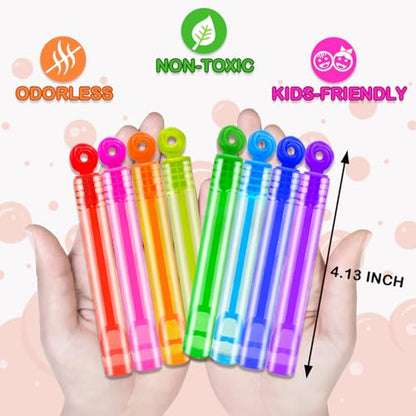 Bulk Neon Mini Bubbles Party Favors for Kids 100 Pack, Small Non Candy Treat Goodie Bag Stuffer Toys Gifts Bulk for Toddler, End of Year School Classroom Carnival Prize for Fourth of July Parade Throw
