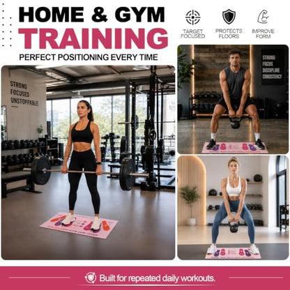 Squat Mat with Foot Position,Non-Slip Workout Mat for Squat & Leg Exercises - color: Rose