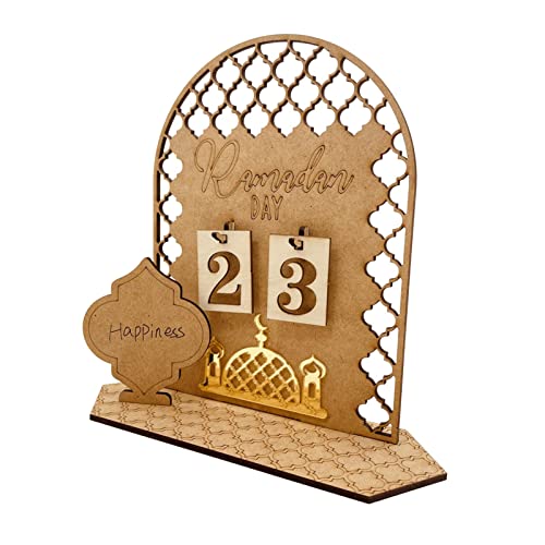 Naysku 2023 R-amadan, M-ubarak Countdown Calendar Decorations, Wooden R-amadan Calendar, Eid M-ubarak Ornament, Hollow Out R-amadan Calendar I-slam M-uslim Accessories for Home Decor