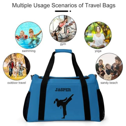 Custom Name Taekwondo Karate Duffle Bag for kids Boy Girls,Personalized Martial Arts Gear Bag,Water-Resistant Sparring Equipment Blue - color: Taekwondo Karate-10