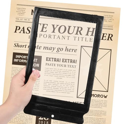 3X Full Page Magnifying Glass for Reading, 12.4 x 7.7 Inch Lightweight Magnifier Sheet Handheld Book Magnifier for Reading Small Prints, Aging Eyes, Low Vision, Seniors (Black) - color: Black