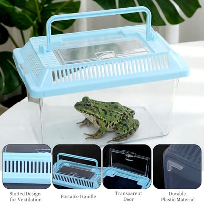 12 Pcs 7"×4.3"x4.3" Plastic Reptile Terrariums Carrier Cage Snake Breeding Box Hatching Container Clear Fish Tank with Ventilated Lid for Spider, Tarantula, Hermit Crab, Lizard, Turtle