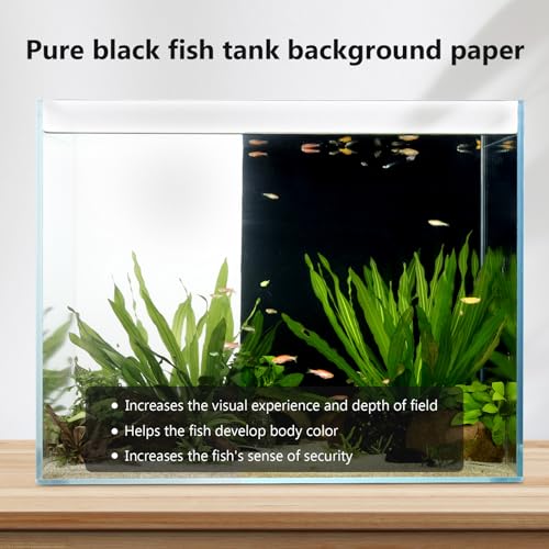 Aquarium Background Paper Decor Fish Tank Backdrop Wallpaper Electrostatic Adhesive, No Glue, Easy to Install, Reusable (19.7”H×59.1" L, Black) - size: 19.7”H×59.1"L