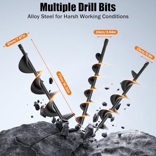 Auger Post Hole Digger, Gas Powered Earth Post Hole Digger Post Holes Earth Digger Petrol Drill Borer Bulb Planting Drill Fence Hole Maker Machine (71CC 3.12HP 2.3KW) - size: 71CC 3.12HP 2.3KW