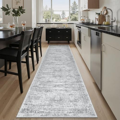 Soalmost Runner Rug 2x8 Washable Non-Slip Hallway Kitchen Runners Grey - color: Grey, size: 2' x 8' (Runner)