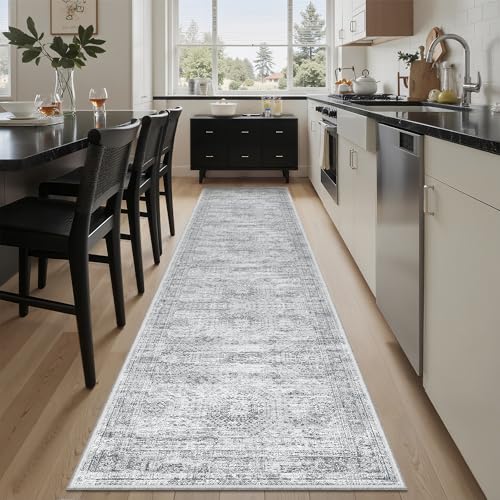 Soalmost Runner Rug 2x8 Washable Non-Slip Hallway Kitchen Runners Grey - color: Grey, size: 2' x 8' (Runner)