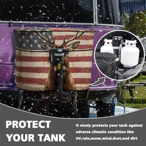 250th Anniversary Elk Double 20lb RV Propane Tank Cover Weather Resistant Gas Cylinder Cover with Zipper Four Seasons General - color: 250th Anniversary Elk, size: S(20LB)