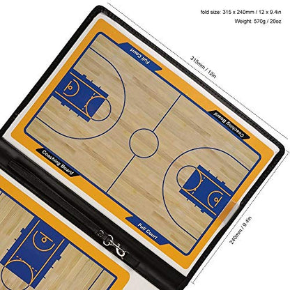Basketball Coach Tactic Board,Foldable Erasable Coaches Strategy Clipboard,Training,Game Plan and Coach&Referee Study Accessory