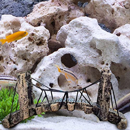 Aquarium Bridge - Arch Drawbridge Decoration, Fish Tank Suspension Ornament | Resin Garden Rope Bridge Ornament, Landscaping Decor for Aquariums Display Habitat Enhancement Accessories