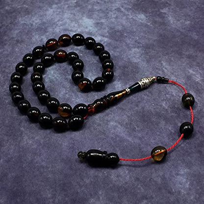 EXCLUSIVE COLLECTION -Handmade Silver Engraved Bakelite Tesbih, Tasbih, Islamic Rosary, Islamic Prayer Beads, Misbaha (9x11 mm 33 Olive Yellow Rice Beads) - color: 9x11 mm 33 Olive Yellow Rice Beads