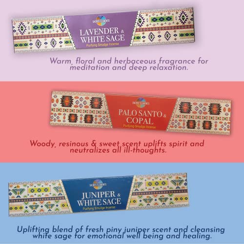Cleansing Incense Sticks Variety Pack - 6 Masala Incenses - White Sage, Lavender, Myrrh, Copal Mexico & Palo Santo Incense Sticks | Inciensos para Sacar Malas Energias