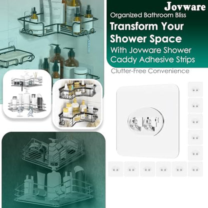 Shower Caddy Adhesive Replacement Stickers Sticker Shelf Basket Strips Suction Hooks Large Strong Hook (Transparent - 12 Packs - 1 Wire Hook) - color: Transparent - 12 Packs - 1 Wire Hook