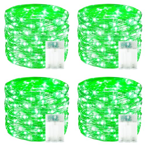 4 Pack 60 LED Fairy Lights Battery Operated with Timer, 20FT Waterproof String Lights Indoor Outdoor, Cuttable Battery Light for Home Bedroom Wedding DIY Centerpiece Christmas Decorations (Green) - color: Green, size: 4PK（60LED）