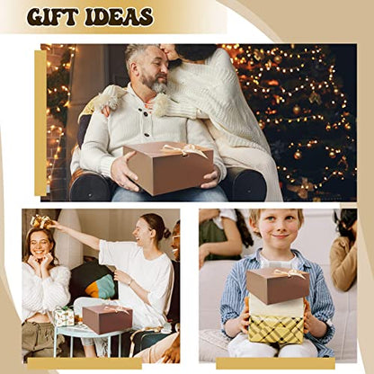 WLUSEAXI 12pack Gift Boxes with Lids,Gift Boxes Bulk with Ribbon,Bridesmaid Proposal Box for Presents Kraft Paper Gift Boxes for Wedding,Christmas,Halloween,Baby Shower - color: Gold