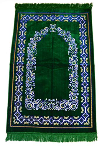 Islamic Prayer Rugs Made in Turkey with Fine Velvet (Green)