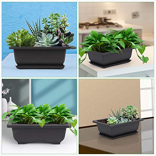 GROWNEER 6 Packs 6.5 Inch Bonsai Training Pots with Drainage Humidity Trays, Bonsai Tree Kits with 1 Repotting Mat, Growing Planter for Garden, Yard, Balcony, Office, Indoor, Outdoor - size: 6pcs/6.5x4.8in