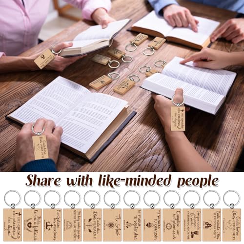 Realspring Spanish Christian Wooden Keychain Bulk - style: Square