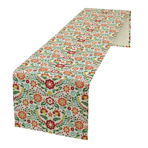 Mexican Table Runner, Colorful Patchwork Tiles Kitchen Dining Table Decoration for Home Party Kitchen Dining Room Holiday Party 13x36 Inch - color: Mexican-2, size: 13x36 Inch