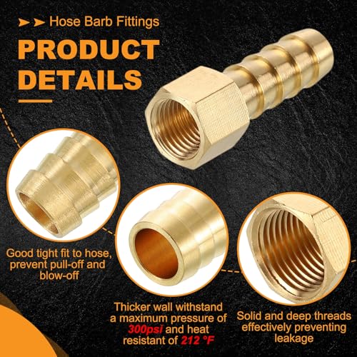 HARFINGTON 2pcs 5/16" to 1/8" NPT Female Brass Hose Barb Fitting Metals Splicer Mender with 2 Pieces Stainless Steel Hose Clamps for 3D Printing, Air Compressor, CNC Machine, Dies - size: 5/16" Barb To 1/8" NPT Female with Clamp