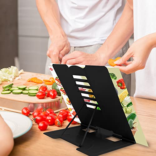 Camelmother Metal Book Holder Adjustable Book Stand for Reading | Portable & Sturdy For Textbooks Cookbooks Sheet Music Papers Study - color: Full Black
