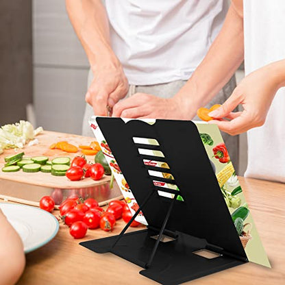 Camelmother Metal Book Holder Adjustable Book Stand for Reading | Portable & Sturdy For Textbooks Cookbooks Sheet Music Papers Study - color: Full Black