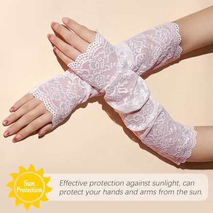Fingerless Lace Arm Sleeves for Women for Wedding Tea Party - color: 1 Purple