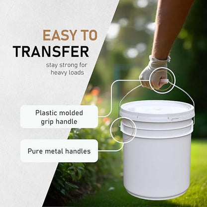 ATERET 3.5 Gallon White Bucket & Lid - Durable 90 Mil All Purpose Pail - Food Grade - BPA Free Plastic - Made in USA (12 Pack) - size: 12 Pack