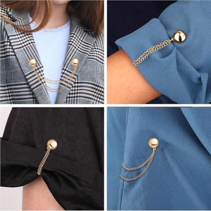 4pcs Magnetic Clothing Clips, Multi-Function Magnetic Button Clips Pinless Magnet Clothing Pins Clothing Accessories for Sleeves Skirts Dresses (Gold) - color: Gold