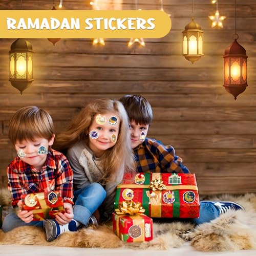 Xzentira 150PCS Ramadan Eid Stickers Islamic Mubarak Vinyl Crafts Decals for Ramadan Decorations Eid Gifts Adult Gift Packaging Laptop Bottle Scrapbook - style: Ramadan