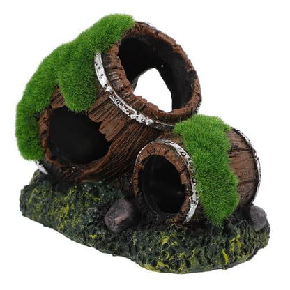 Mikikit Resin Barrel Aquarium Ornament Decorative Fish Hideout for Betta All Fish Tanks Aquarium Decor Enhancing Visual Appeal and Providing Cozy Retreat for