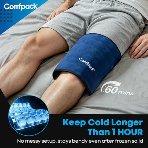60-Minute Long Lasting Ice Packs for Injuries Reusable,13.4 × 8.6" | Flexible Ice Pack for Lower Back, Knee, Shoulder, Hip, Elbow, Arm, FSA Eligible HSA, Cold Pack with Elastic Strap for Injures