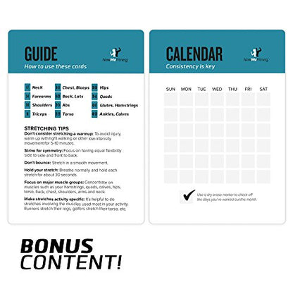 NewMe Fitness Stretching Workout Cards, Instructional Fitness Deck for Women & Men, Beginner Fitness Guide to Training Exercises at Home or Gym - style: Stretching