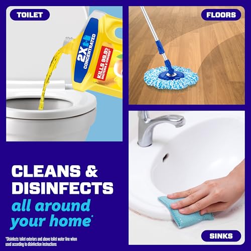 Mr. Clean Antibacterial All Purpose Cleaner, Floor Cleaner for Mopping Home, Bathroom, & Kitchen, Cleaning Liquid for Mop & Bucket, Cleaning Supplies, Multi-Surface Dilutable, Lemon, 99oz - size: 99 Fl Oz (Pack of 1)