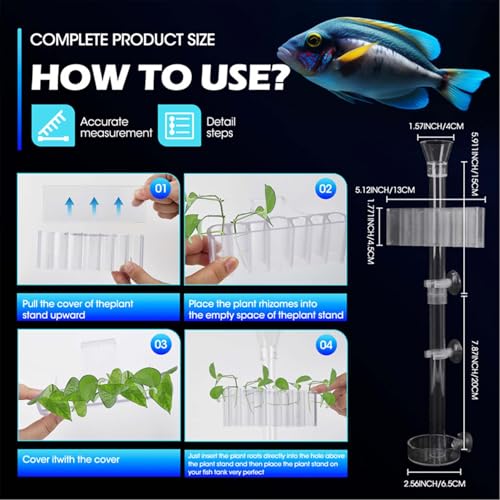 Aquarium Plant Holder Fish Feeding Tube Kit，Plant Holder for Aquarium，Fish Tank Feeder，Removable Adjustable Length Fish Feeder Tube，Fish Tank Plant Holder for Water Feature Decoration (2)