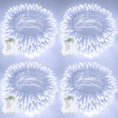 4 Pack 400 LED Battery Operated String Lights, Twinkle Lights Cool White - color: Cool White, size: 4PK(100LED)