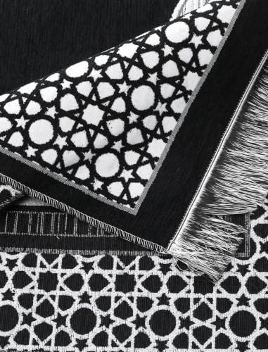 Islamic Prayer Rug Elegant Masjid Pattern Thin Mat Muslim Portable Blanket Ramadan Eid Gift Rug Turkish Prayer Carpet - Black 1pc - color: 1pc Blackc