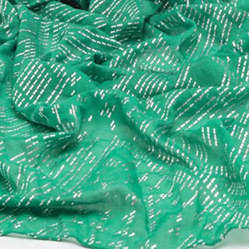 1920's Women's large-sized winter and autumn scarf - Retro Faux Assuit Foil print-embossed style long scarves - color: Greenish-silver