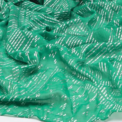 1920's Women's large-sized winter and autumn scarf - Retro Faux Assuit Foil print-embossed style long scarves - color: Greenish-silver