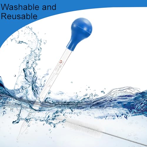 WUWEOT 10 PCS Thick Glass Droppers Pipettes, 10ml Graduated Lab Dropper Liquid Pipettes with 3 PCS Glass Stir Rod, 1PC Washing Brushes, Strong Suction Rubber Cap for Liquid Essential Oil