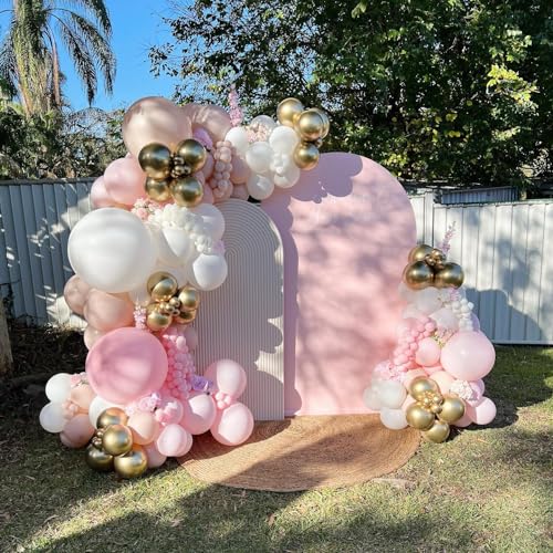 Pink and White Balloon Arch Kit, 121Pcs Pink Gold White Confetti Garland - color: Pink White
