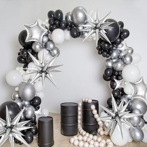 22 Pcs Silver Star Balloons,22/18/10 Inch Star Foil Mylar Balloon - color: Silver
