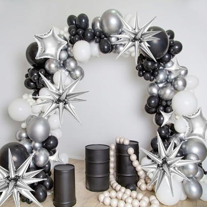 22 Pcs Silver Star Balloons,22/18/10 Inch Star Foil Mylar Balloon - color: Silver