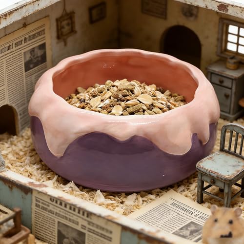 M2cbridge Ceramic Pudding Hamster Food Bowl Feeding Dish Water Bow for Guinea Pig Hedgehog Small Animal(Purple) - color: Purple