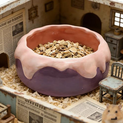 M2cbridge Ceramic Pudding Hamster Food Bowl Feeding Dish Water Bow for Guinea Pig Hedgehog Small Animal(Purple) - color: Purple