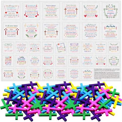 Fanfanwin 38 Sets Prayer Quilt Squares with Crosses, Vivid, Colorful - color: Colorful, style: Vivid