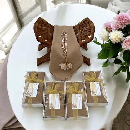 SAIKA 4 PCS Muslim Women Soft Premium Hijab, Scarves Shawl, Long Scarf Wrap, Scarves with Gift package, Islamic gift for her - color: Light Brown