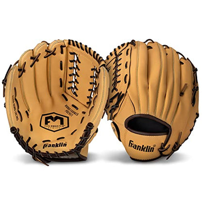 Franklin Sports Field Master Baseball + Softball Glove - Field Master Adult + Youth Baseball + Softball Mitt - Men's + Women's Gloves - color: Camel, style: 12" - Trapeze Web